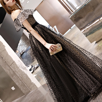 Black tulle long prom dress black evening dress - Thumbnail 5