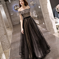 Black tulle long prom dress black evening dress - Thumbnail 7