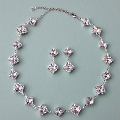  wedding art deco necklace earring necklace set in princess squares: luxe in bloom