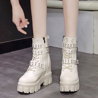 Fashion rivet platform boots - Thumbnail 5