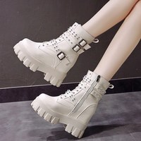 Fashion Rivet Platform Boots - Thumbnail 2