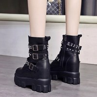 Fashion Rivet Platform Boots - Thumbnail 5