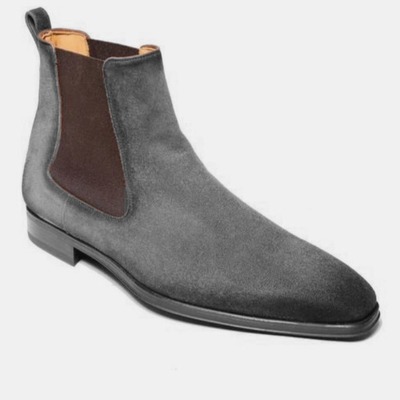 Men's grey handmade suede chelsea christmas boot