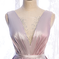 Pink satin long prom dress pink evening dress - Thumbnail 1