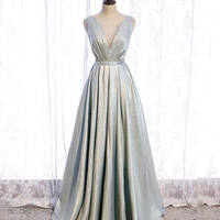 Pink satin long prom dress pink evening dress - Thumbnail 5