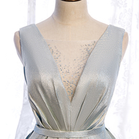 Pink satin long prom dress pink evening dress - Thumbnail 7