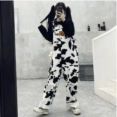 Harajuku Girl Cow Print Casual Jumpsuit