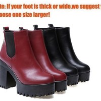 High Heels Platform Boots in Red and Black - Thumbnail 7