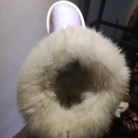 Gorgeous Luxury Leather Rhinestone Women's Faux Fur Boots - Thumbnail 9