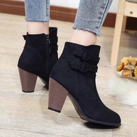 Pointed Toe High Heels Ankle Boots - Thumbnail 4