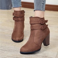 Pointed Toe High Heels Ankle Boots - Thumbnail 5