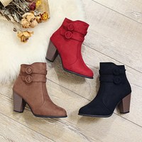 Pointed Toe High Heels Ankle Boots - Thumbnail 2