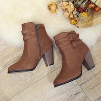 Pointed Toe High Heels Ankle Boots - Thumbnail 6