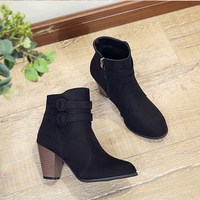 Pointed Toe High Heels Ankle Boots - Thumbnail 3
