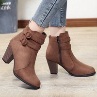Pointed Toe High Heels Ankle Boots - Thumbnail 8
