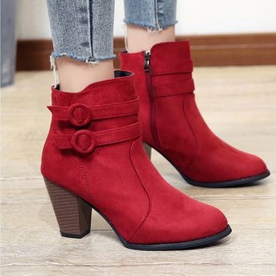 Pointed toe high heels ankle boots - Thumbnail 4