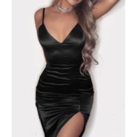 Sling V-neck Women's Sexy Dress - Thumbnail 2