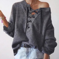Casual Long Sleeve Loose Sweater - Thumbnail 1