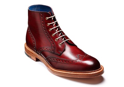 Handmade New Maroon Color High Ankle Wing Tip Burnished Toe Genuine Leather Lace up Boots
