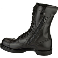Men Black Leather Combat Military Long Boots, Side Jumper Zipper Boots - Thumbnail 4
