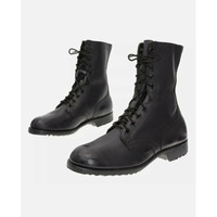Men Black Leather High Length Biker Boots, Combat Military Boots for Men - Thumbnail 1