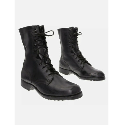 Men Black Leather High Length Biker Boots, Combat Military Boots for Men