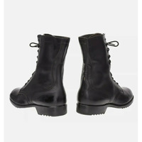 Men Black Leather High Length Biker Boots, Combat Military Boots for Men - Thumbnail 2