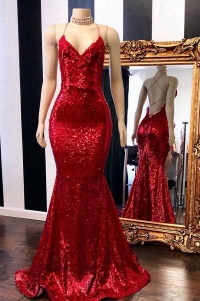 Mermaid Prom Dress,Red Prom Dress 2020.Sequin Prom Gown,Sparkly Evening Prom Dresses