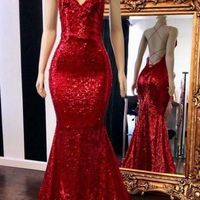 Mermaid Prom Dress,Red Prom Dress 2020.Sequin Prom Gown,Sparkly Evening Prom Dresses - Thumbnail 1