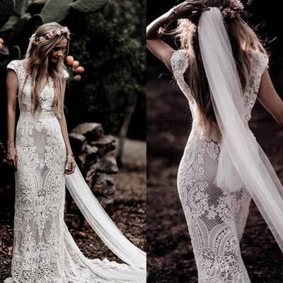 Cap sleeves wedding dresses bridal gown  - Thumbnail 4