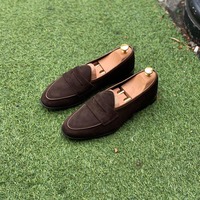 Luxury Dark Brown Suede Stylish Loafer Shoes for Men's,Handmade Suede Shoes - Thumbnail 1