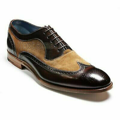 Handmade men's leather two tone dress lace up oxfords fashion brogues shoes