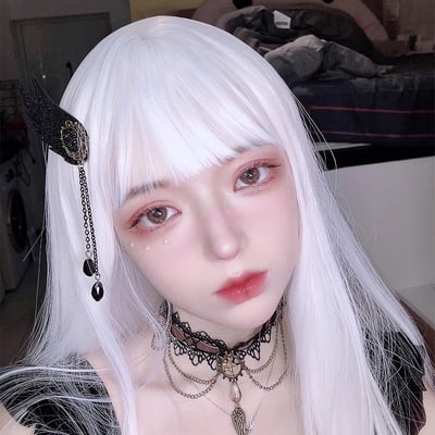 White straight long wigs