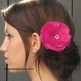 Fuschia Pink Silk Peony Rhinestone Bridal Comb -2
