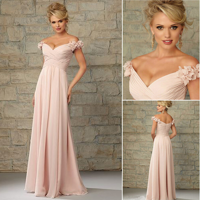 Blush pink bridesmaid dress, long bridesmaid dress, chiffon bridesmaid dress, cheap bridesmaid dress, junior bridesmaid dress,747