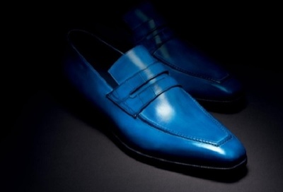 Men Handmade Blue Leather Stylish Party Wear Men's Loafer