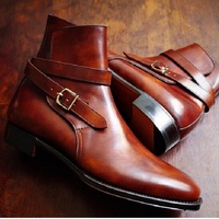 Men Handmade Dark Brown Jodhpur Stylish High Ankle Men's Boot - Thumbnail 1