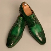 New Men Handmade Two Tone Leather Wingtip Stylish Lace Up Men's Shoes - Thumbnail 4