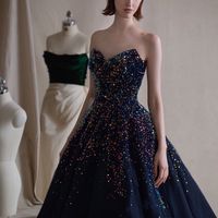 Luxurious A Line Sweetheart Navy Blue Long Prom/Evening Dress with Beading,753 - Thumbnail 1