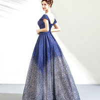 Blue sequins long ball gown dress blue evening dress - Thumbnail 2