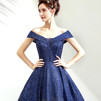 Blue sequins long ball gown dress blue evening dress - Thumbnail 3