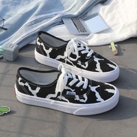 Canvas Patchwork Cow Print Sneakers - Thumbnail 4
