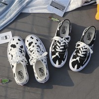 Canvas Patchwork Cow Print Sneakers - Thumbnail 7