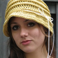 100% Cotton FLAPPER Cloche Hat - CHOOSE Your Color - Thumbnail 1