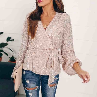Long sleeve sequin top shirt