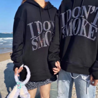 Free Shipping-"I DON'T SMOKE" RHINESTONE HOODIE - Thumbnail 1