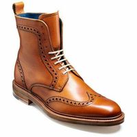 Made On Order Handmade Men's Tan High Ankle Rounded Wingtip Genuine Leather Lace up Boots - Thumbnail 1