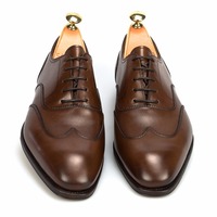 Christmas Hot Sale Handmade men brown leather shoes, dress shoes, wingtip oxford shoe - Thumbnail 1