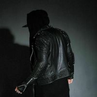Latest Mens Full Black Heavy Metal Spiked Studded Punk Gangster Leather Jacket - Thumbnail 5