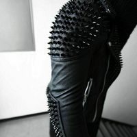 Latest Mens Full Black Heavy Metal Spiked Studded Punk Gangster Leather Jacket - Thumbnail 6